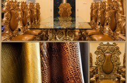 Luxury Dining Set with Croco Embossed Leather